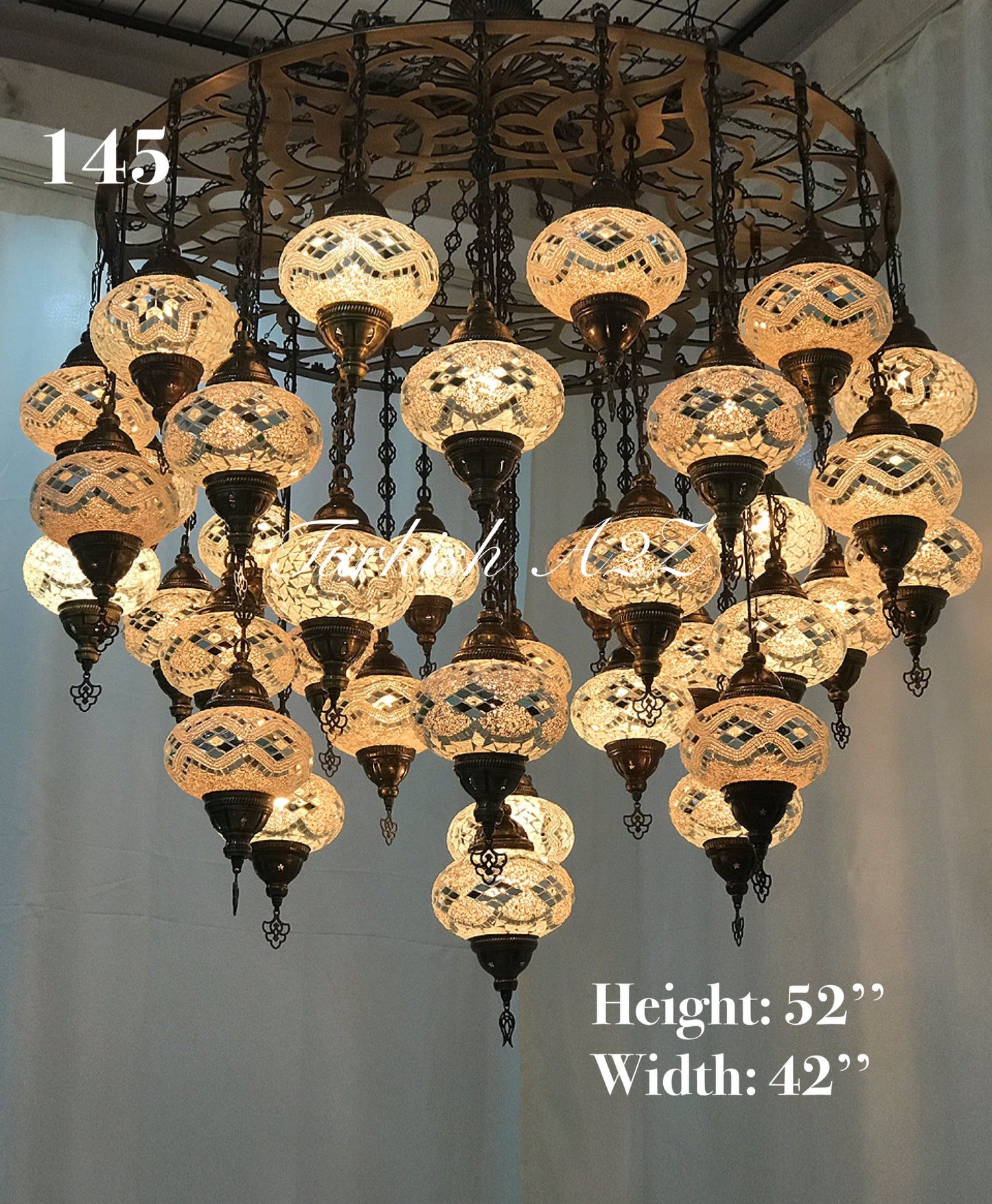 Turkish Mosaic Chandelier With 37 Large Globes ,ID: 145, FREE SHIPPING