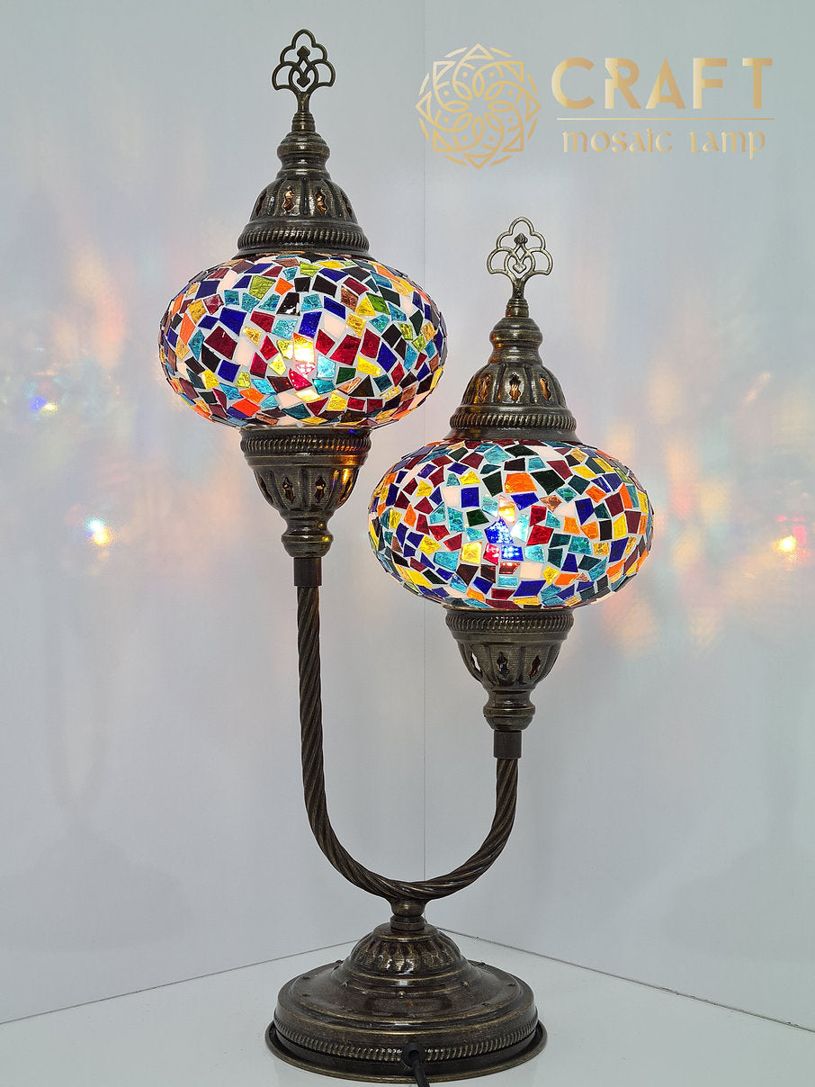 U-Shape Table Lamp with Pair No3 (Large) Size Globes