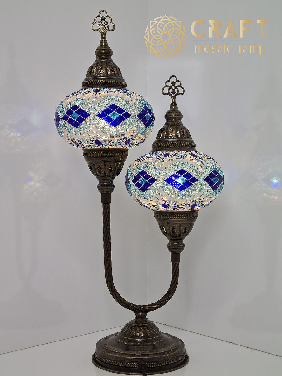 U-Shape Table Lamp with Pair No3 (Large) Size Globes
