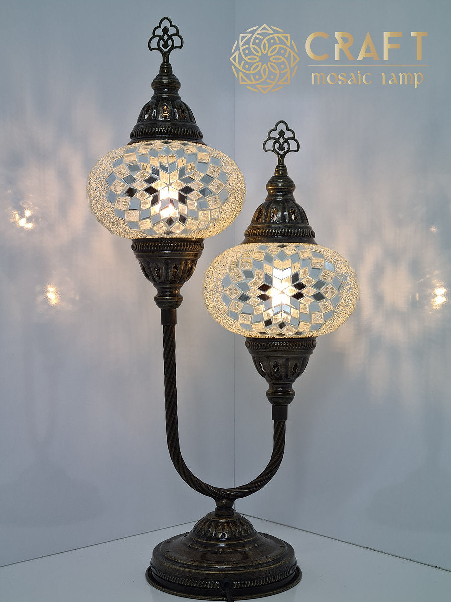 U-Shape Table Lamp with Pair No3 (Large) Size Globes