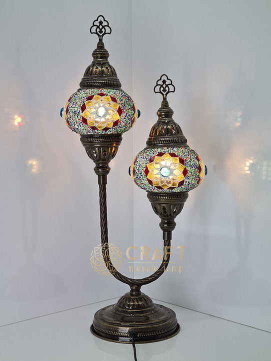 U-Shape Table Lamp with Pair No2 (Medium) Size Globes