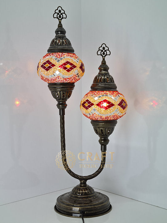 U-Shape Table Lamp with Pair No2 (Medium) Size Globes