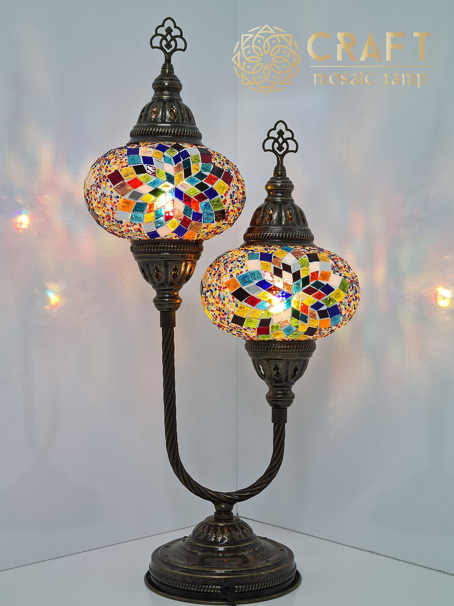 U-Shape Table Lamp with Pair No3 (Large) Size Globes