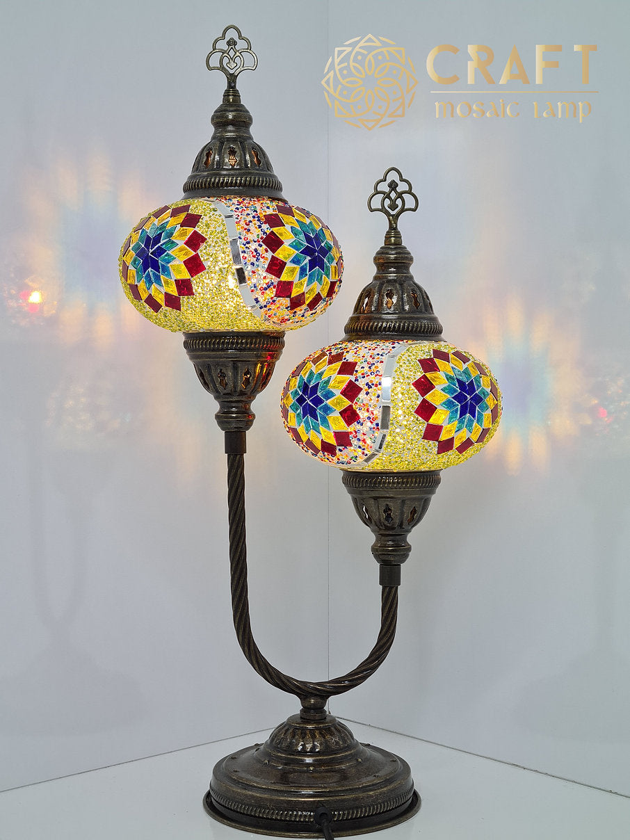 U-Shape Table Lamp with Pair No3 (Large) Size Globes