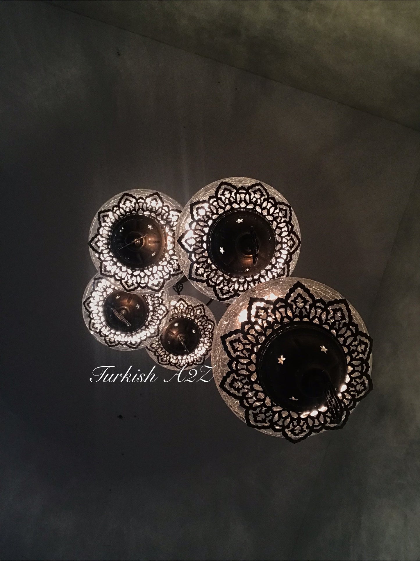 Ottoman Chandelier with 5 Cracked Globes (water drop model) , ID:147