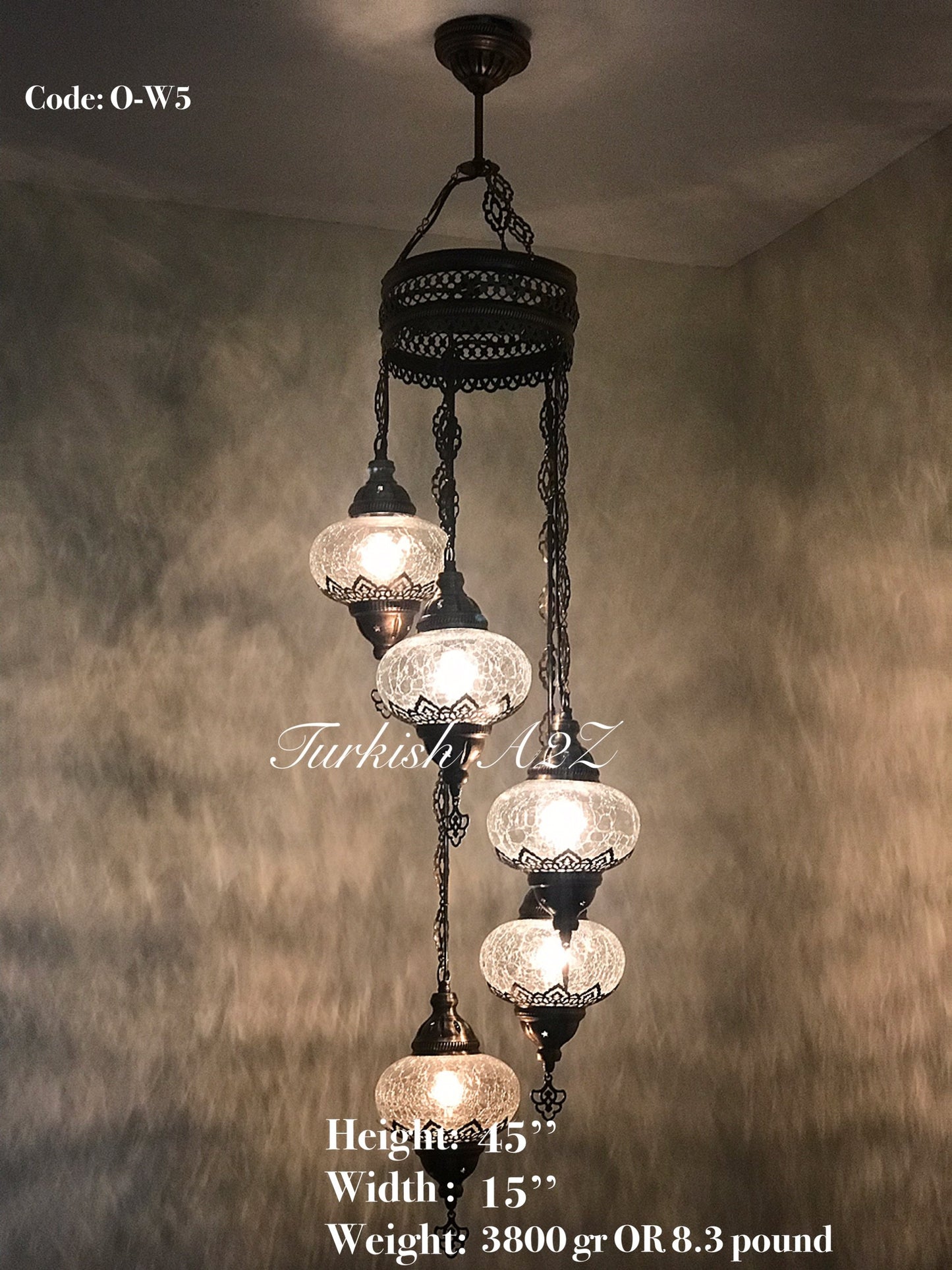 Ottoman Chandelier with 5 Cracked Globes (water drop model) , ID:147
