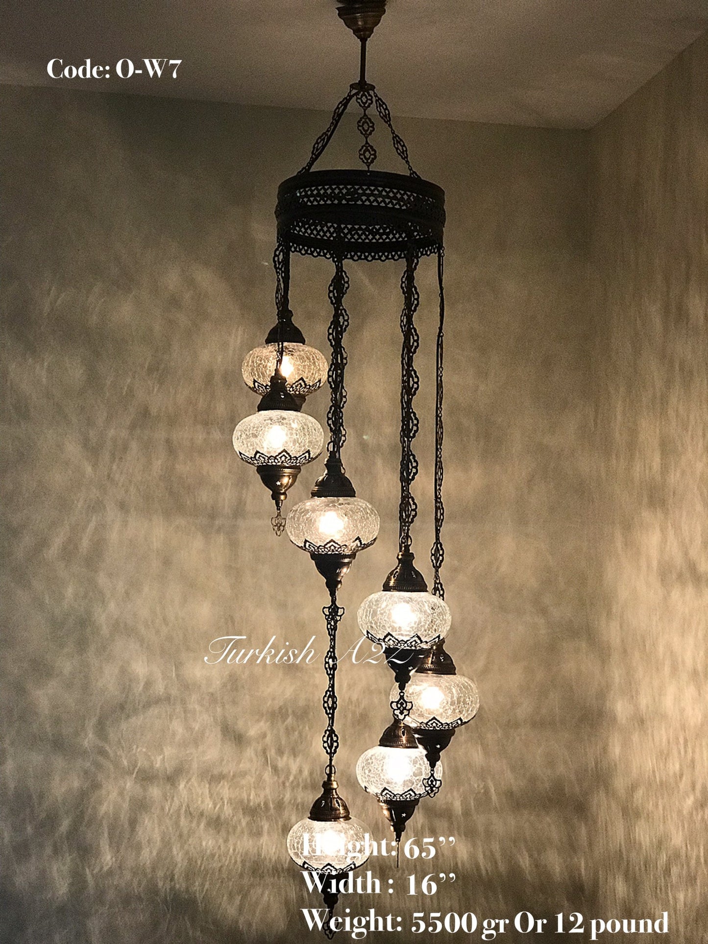 Ottoman Chandelier with 7 Cracked Globes (water drop model) , ID:147