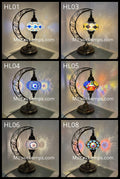 Crescent Moon Turkish Mosaic Table Lamp - Handcrafted Stained Glass Accent Light id: hilal (kare))