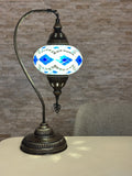 Handcrafted Turkish Mosaic Goose Neck Lamp - Large Globe - ID: GL-MAIN
