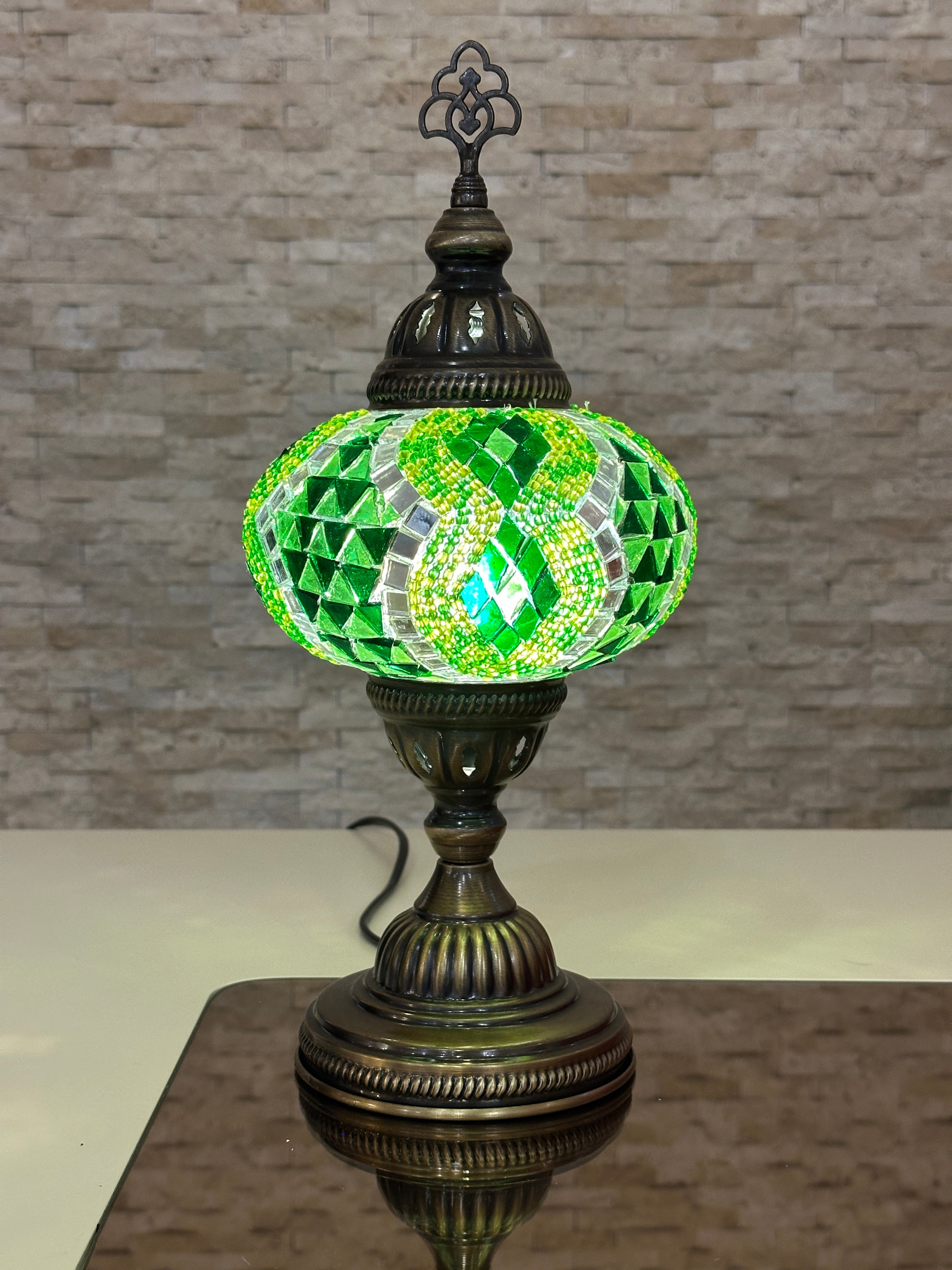 Handcrafted Turkish Mosaic Table Lamp - Large Globe - ID: TL-MAIN