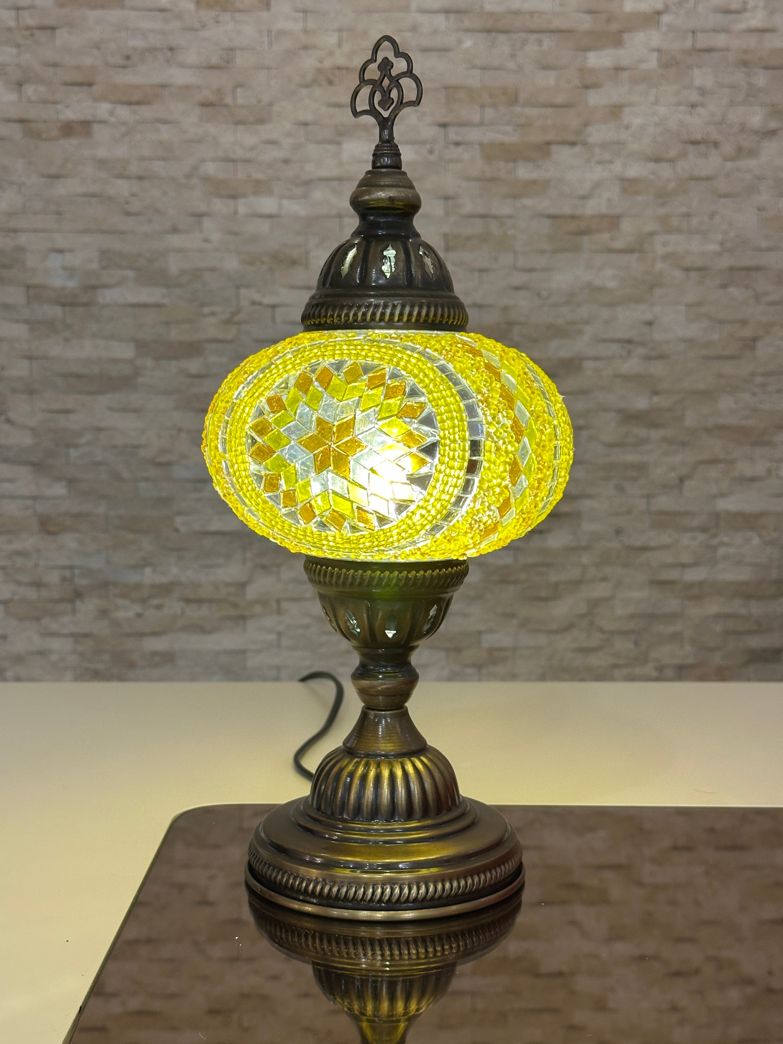 Handcrafted Turkish Mosaic Table Lamp - Large Globe - ID: TL-MAIN