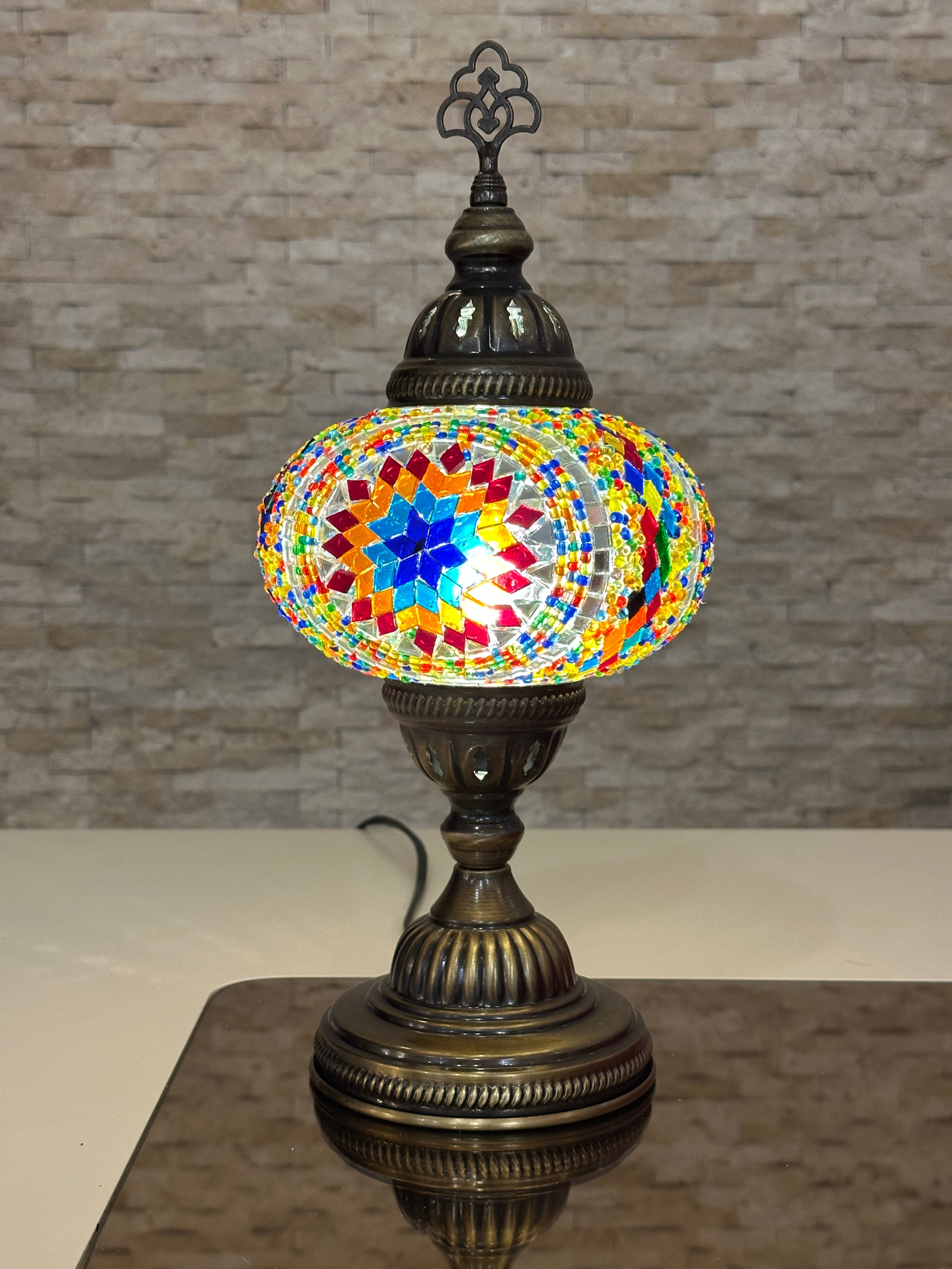 Handcrafted Turkish Mosaic Table Lamp - Large Globe - ID: TL-MAIN