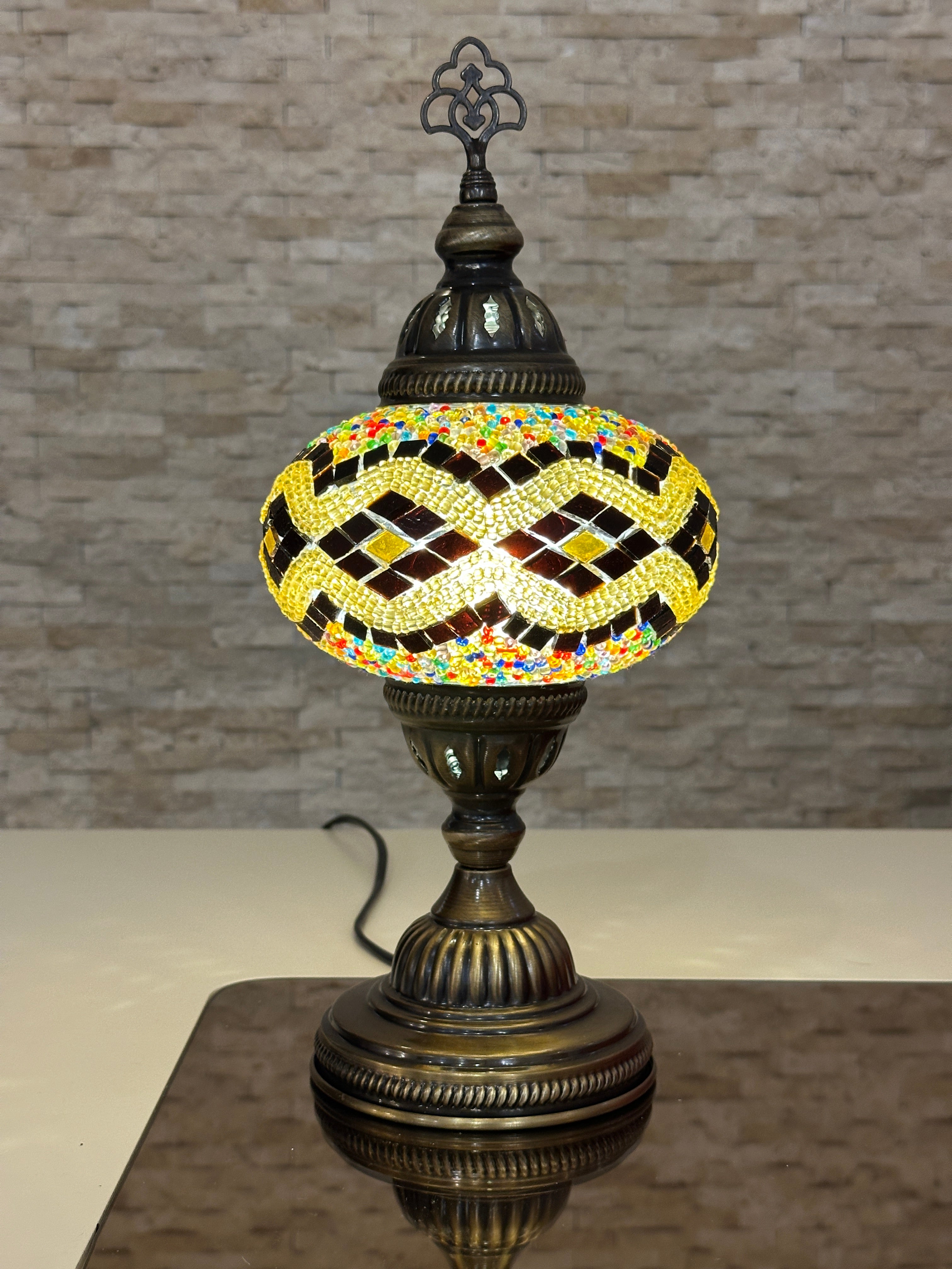 Handcrafted Turkish Mosaic Table Lamp - Large Globe - ID: TL-MAIN