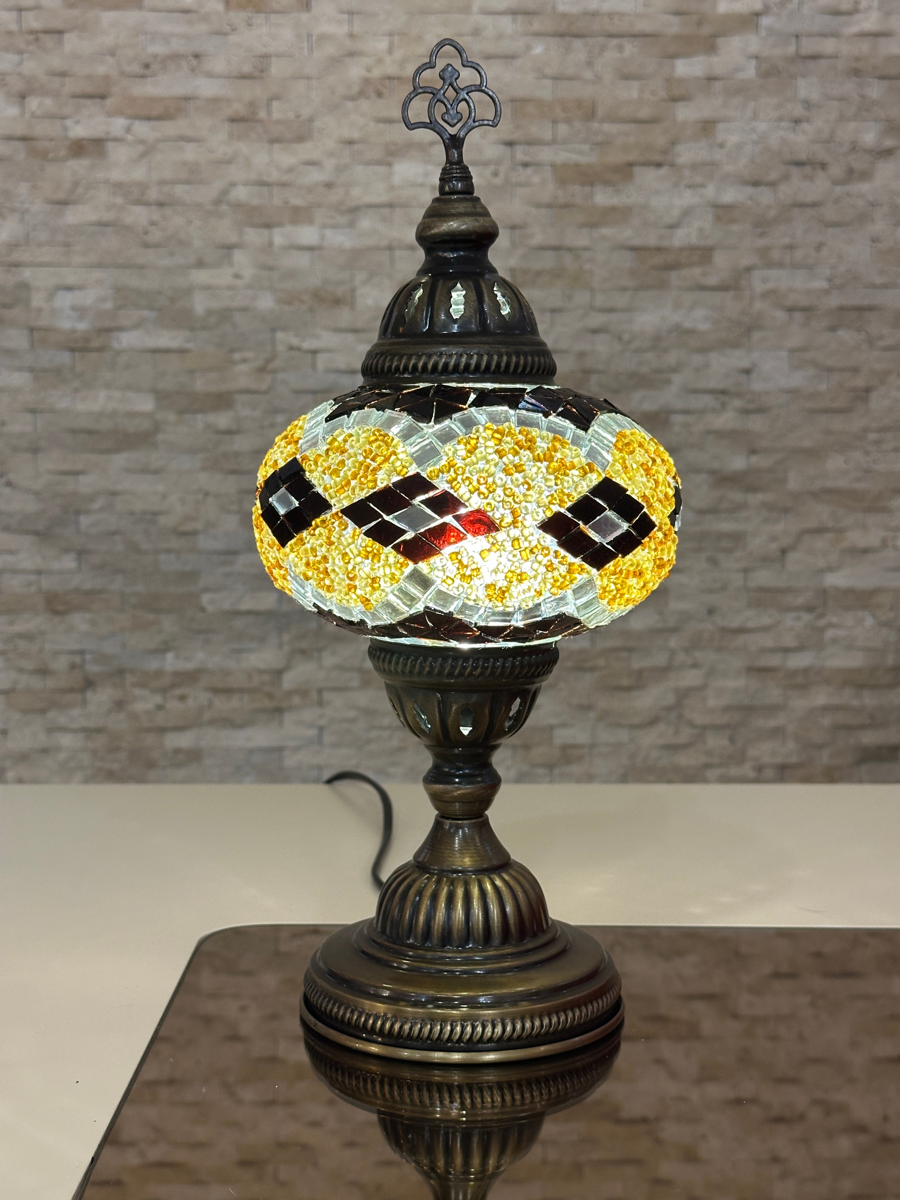 Handcrafted Turkish Mosaic Table Lamp - Large Globe - ID: TL-MAIN