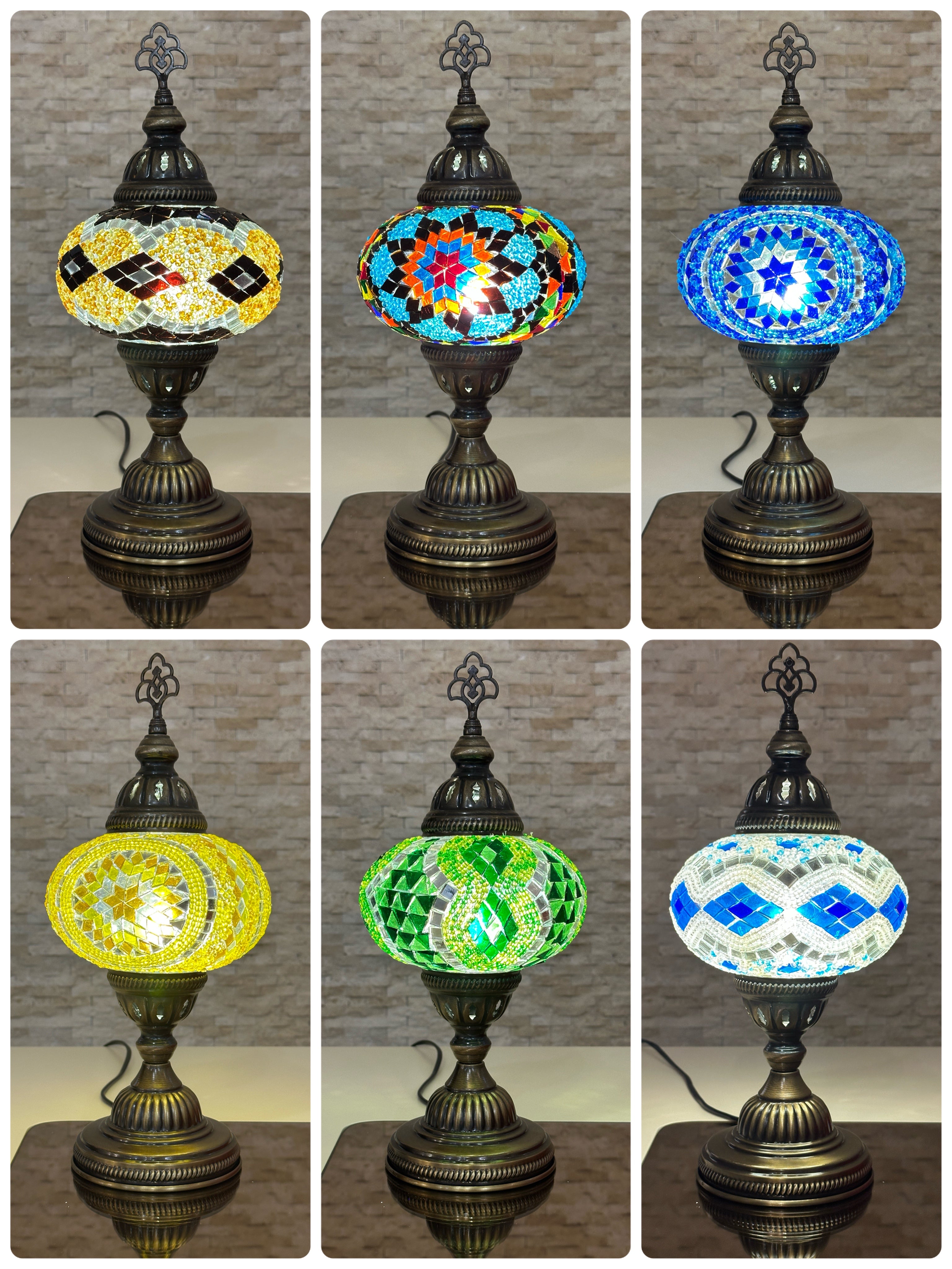 Handcrafted Turkish Mosaic Table Lamp - Large Globe - ID: TL-MAIN