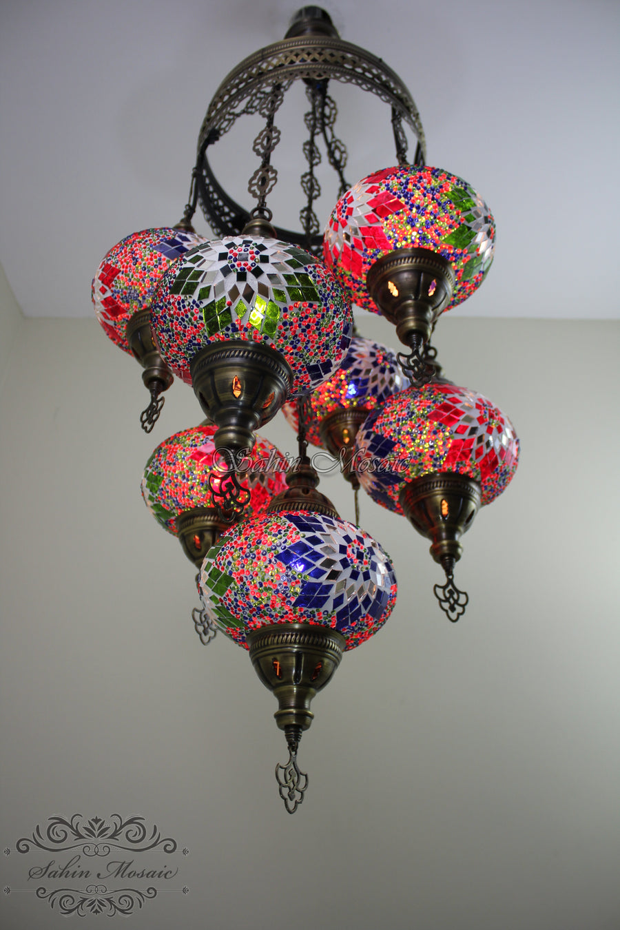 7 - BALL SULTAN TURKISH MOSAIC CHANDELIER (LARGE) No3 GLOBES