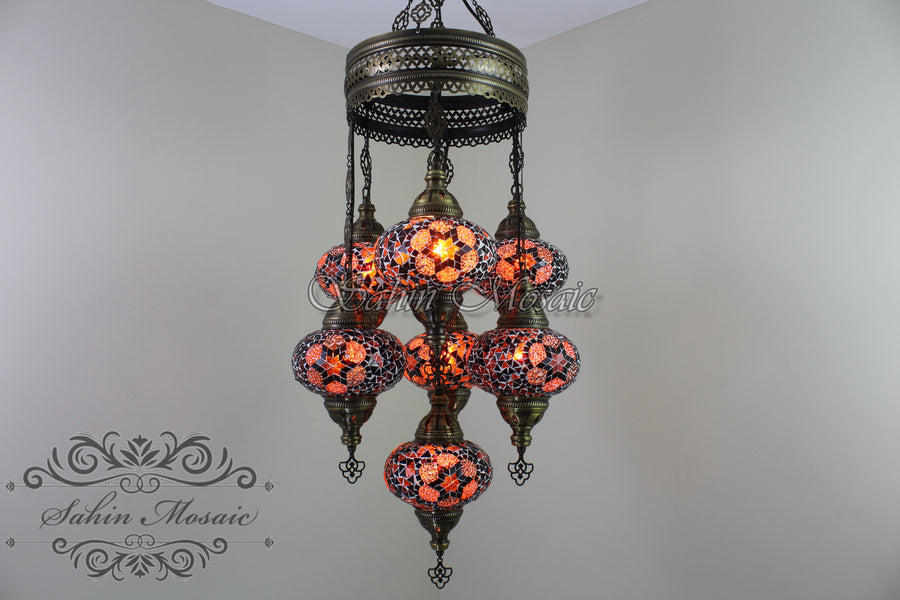 7 - BALL SULTAN TURKISH MOSAIC CHANDELIER (LARGE) No3 GLOBES