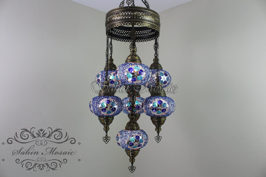 7 - BALL SULTAN TURKISH MOSAIC CHANDELIER (LARGE) No3 GLOBES