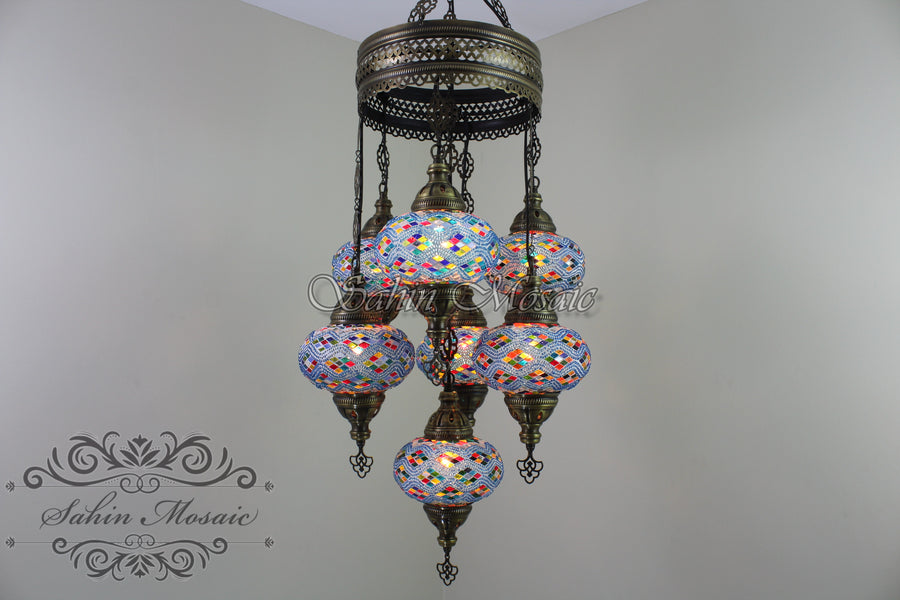 7 - BALL SULTAN TURKISH MOSAIC CHANDELIER (LARGE) No3 GLOBES