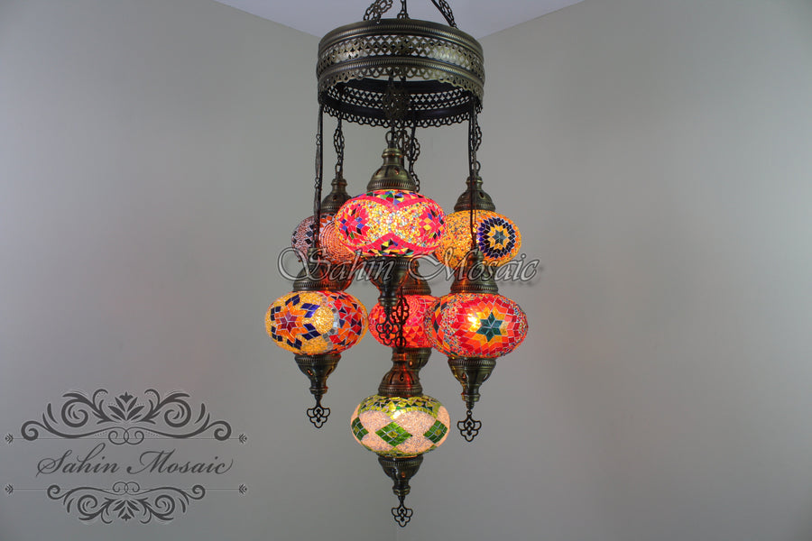 7 - BALL SULTAN TURKISH MOSAIC CHANDELIER (LARGE) No3 GLOBES