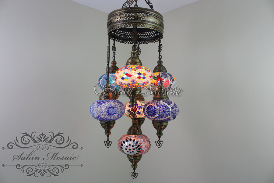 7 - BALL SULTAN TURKISH MOSAIC CHANDELIER (LARGE) No3 GLOBES