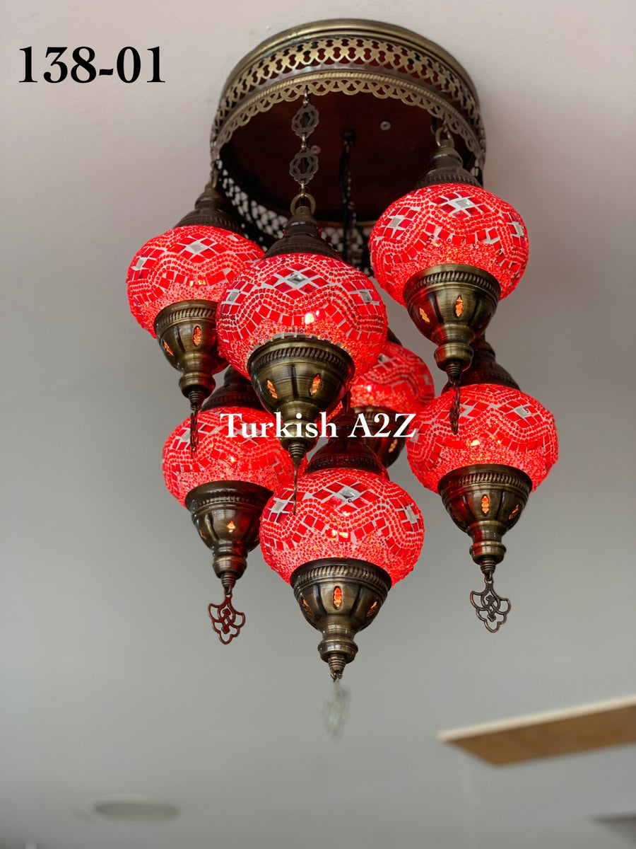 7 - BALL SULTAN CHANDELIER No2 (Medium globe) , Short Chandelier Flush Against the ceiling