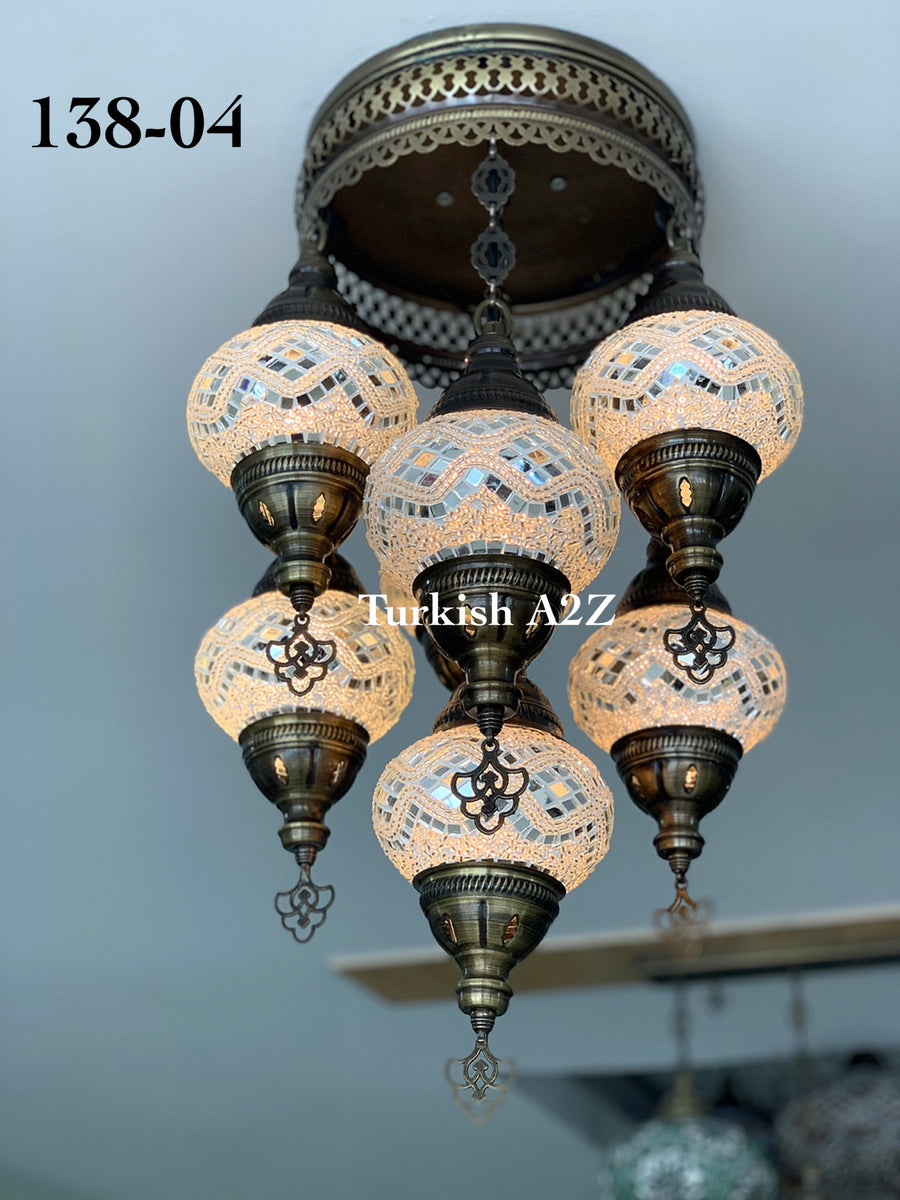 7 - BALL SULTAN CHANDELIER No2 (Medium globe) , Short Chandelier Flush Against the ceiling