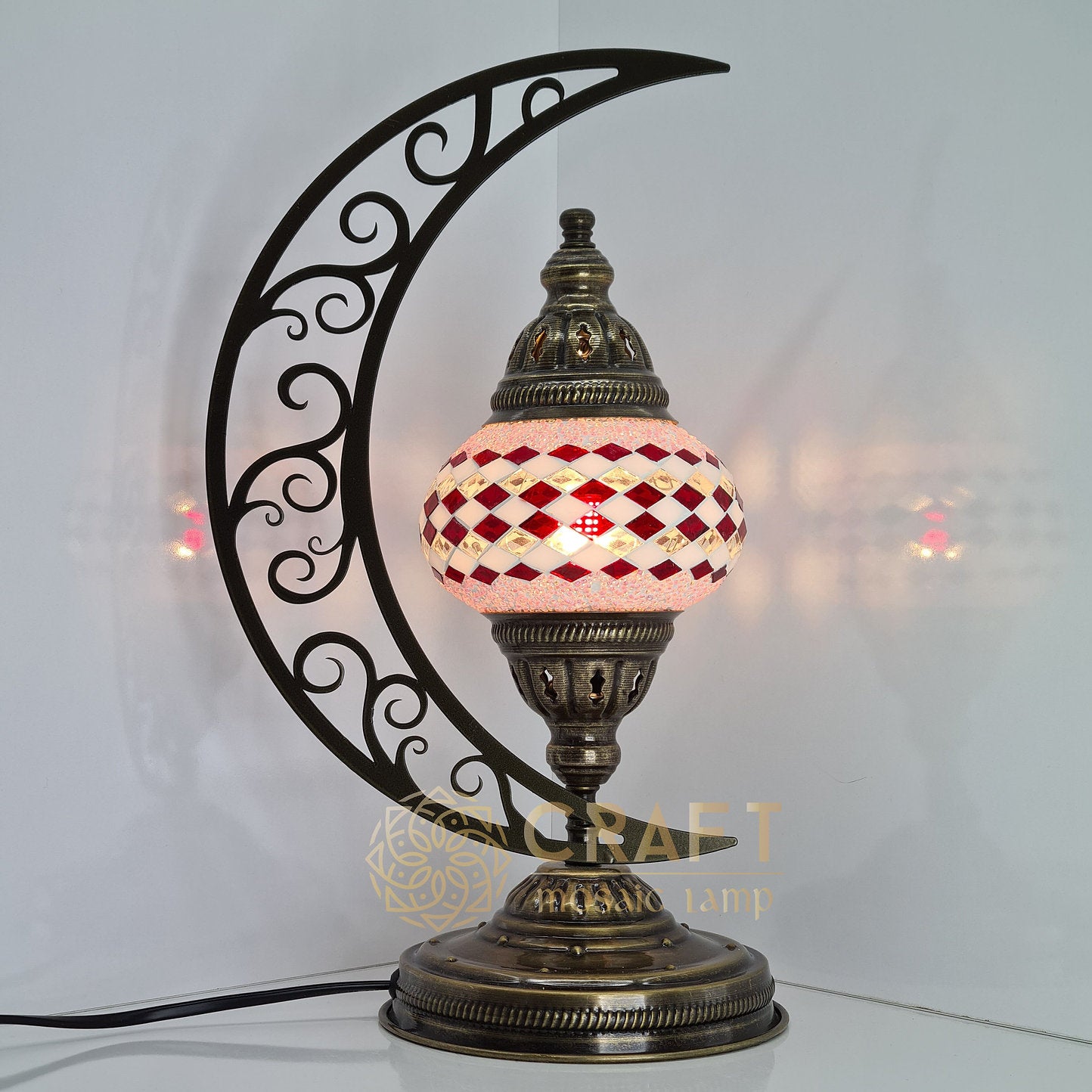 Moon Shape Table Lamp with No2 (Medium) Size Globe