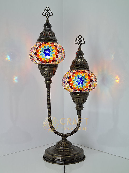 U-Shape Table Lamp with Pair No2 (Medium) Size Globes
