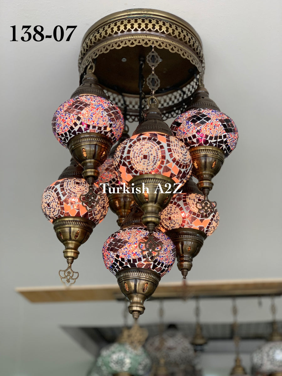 7 - BALL SULTAN CHANDELIER No2 (Medium globe) , Short Chandelier Flush Against the ceiling