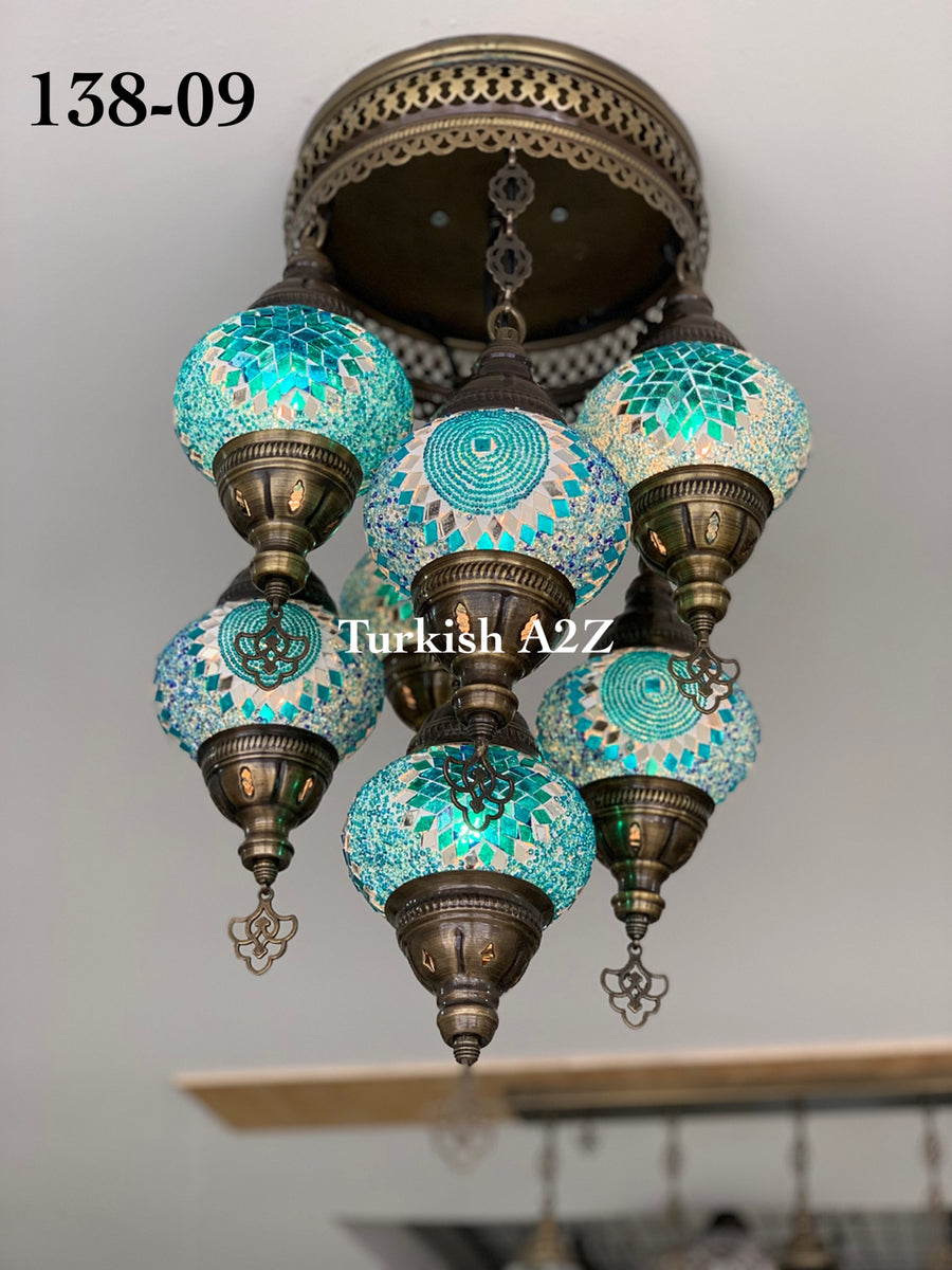 7 - BALL SULTAN CHANDELIER No2 (Medium globe) , Short Chandelier Flush Against the ceiling