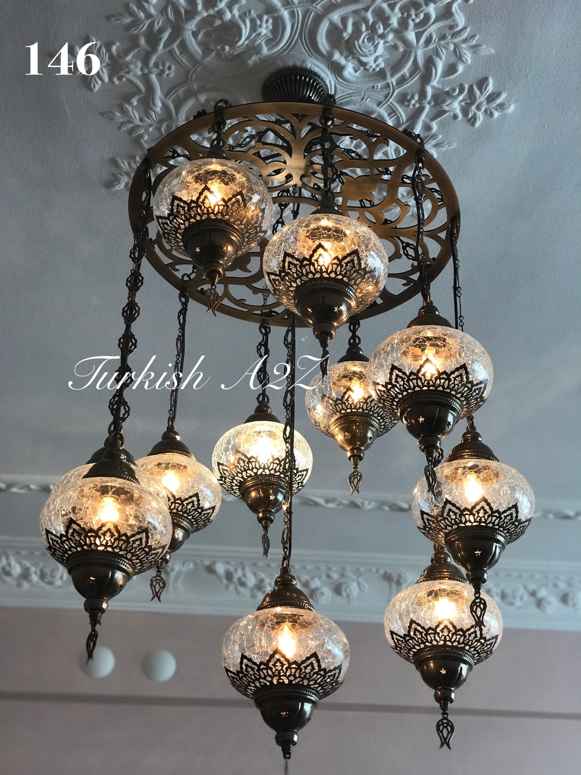 Ottoman Chandelier With 11  Crack Globes , ID:146