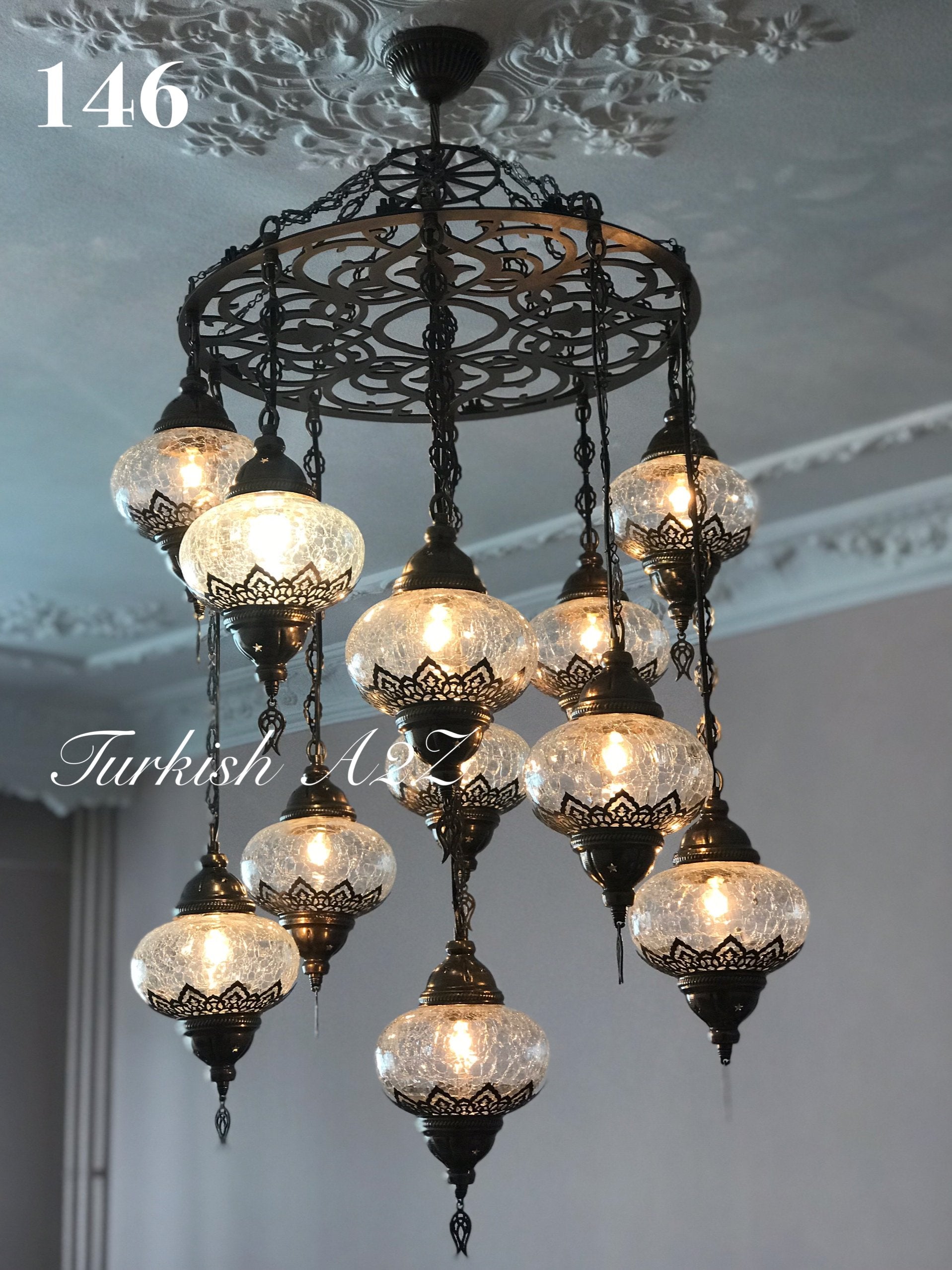 Ottoman Chandelier With 11  Crack Globes , ID:146