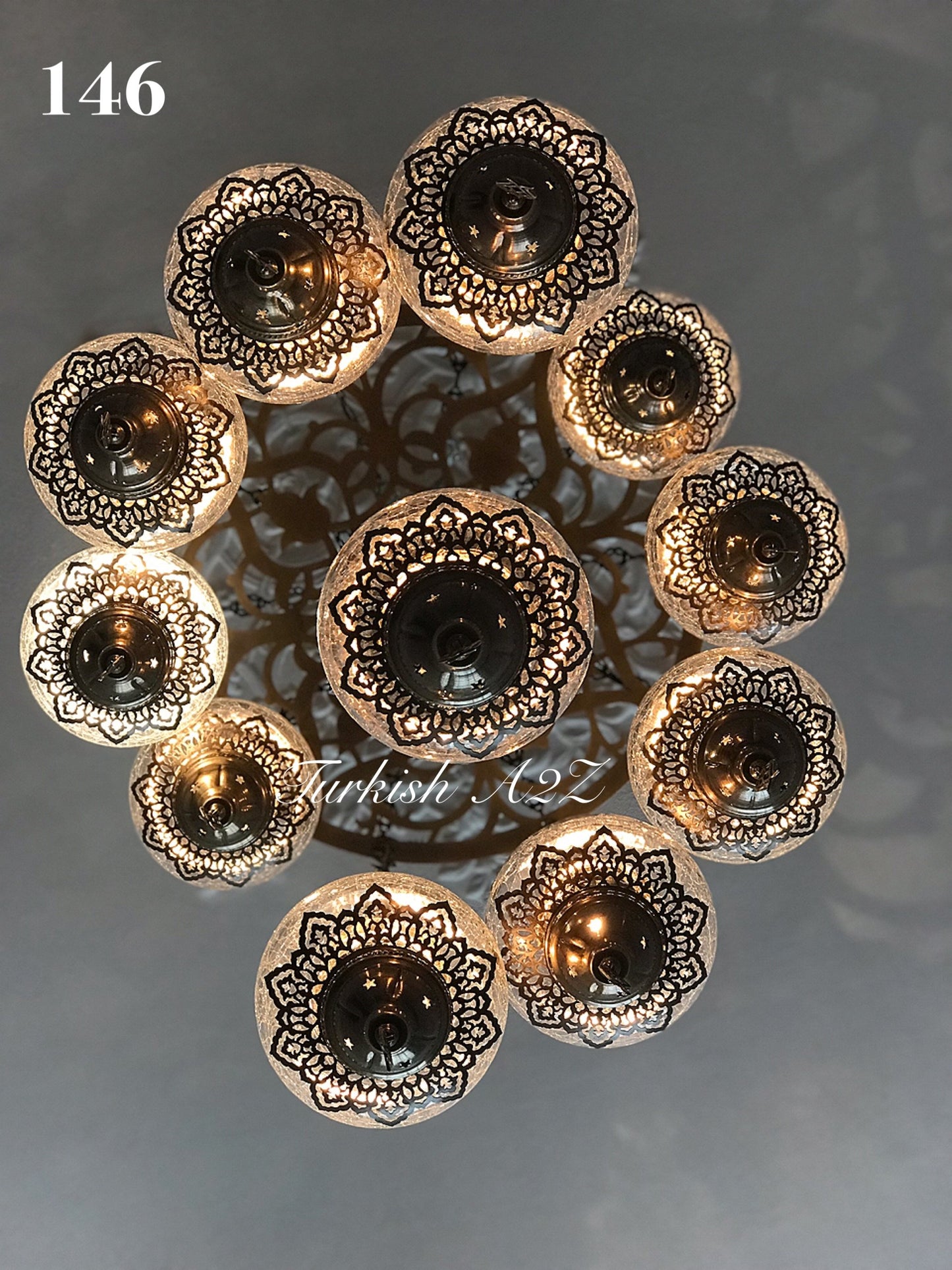 Ottoman Chandelier With 11  Crack Globes , ID:146