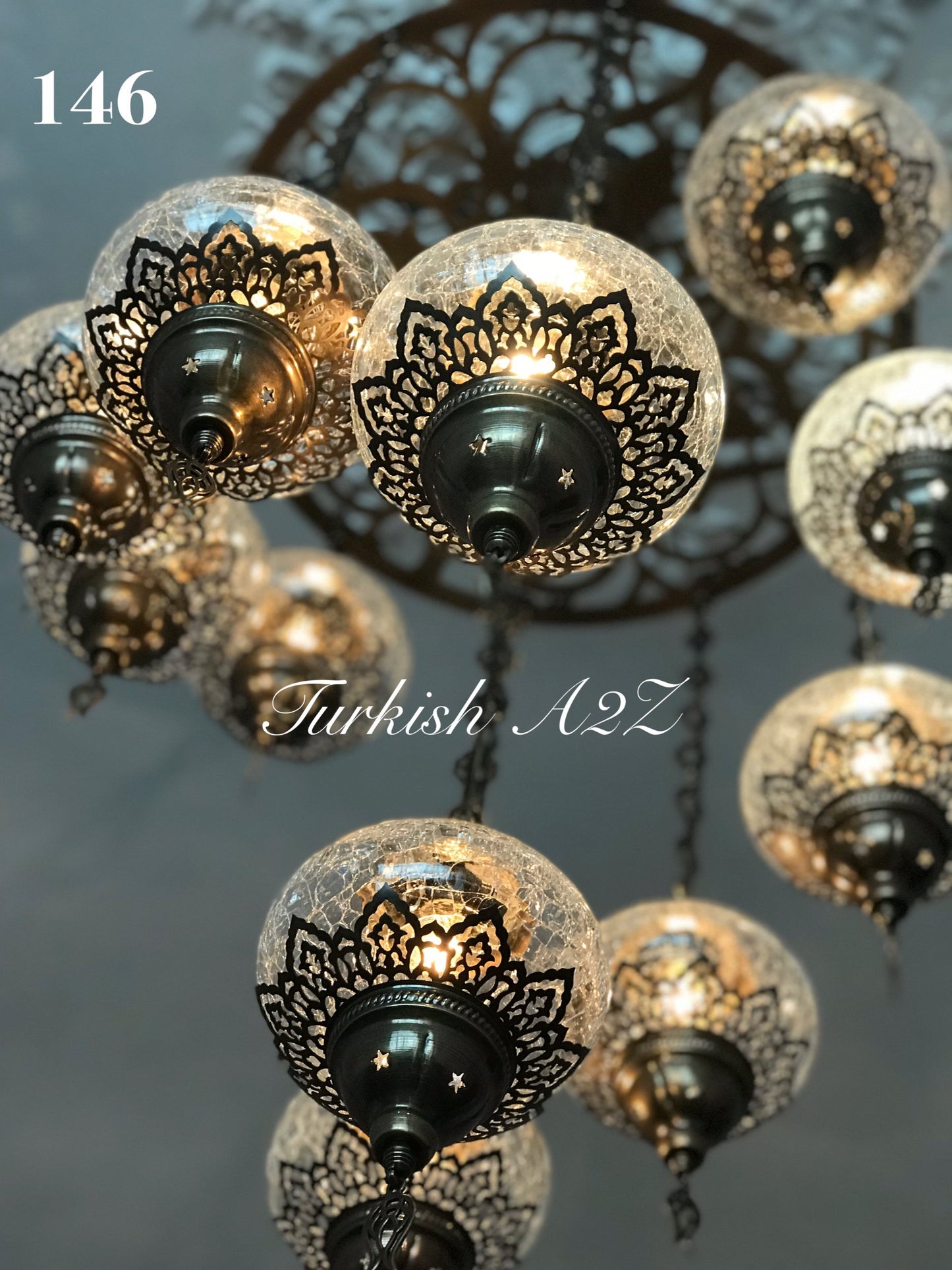 Ottoman Chandelier With 11  Crack Globes , ID:146