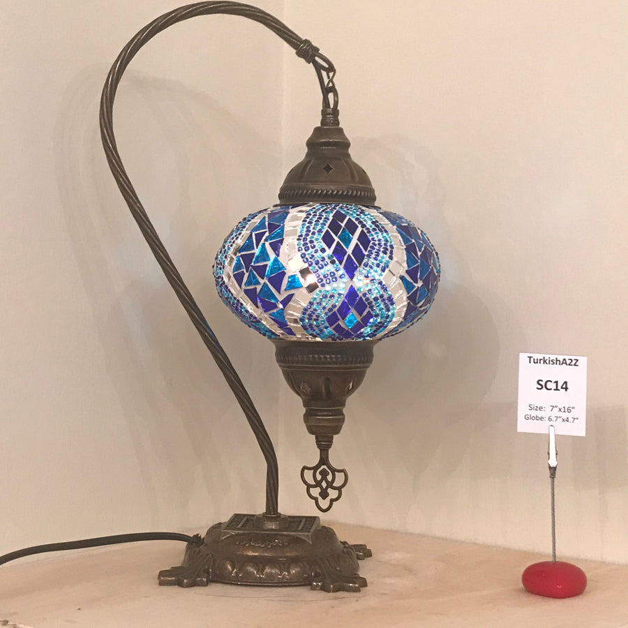 Swan Neck Table Lamp with No3 (Large) Globe