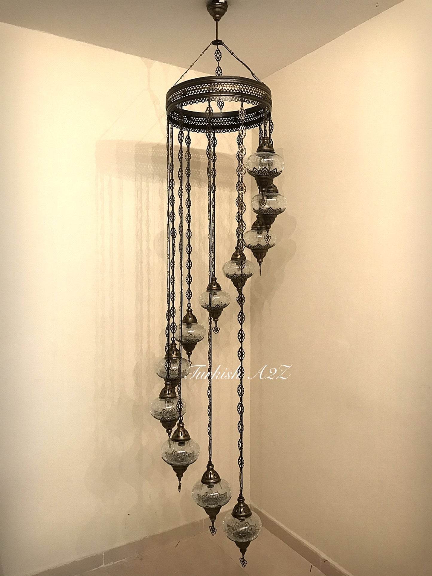 Ottoman Chandelier with 11 Cracked Globes (water drop model) , ID:147