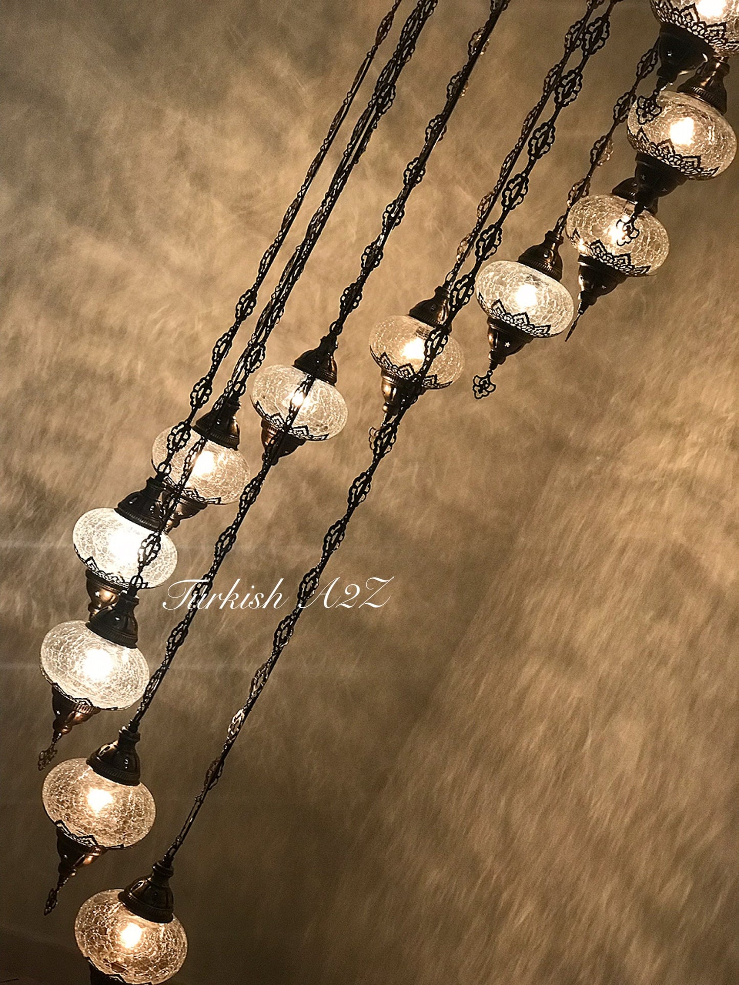 Ottoman Chandelier with 11 Cracked Globes (water drop model) , ID:147