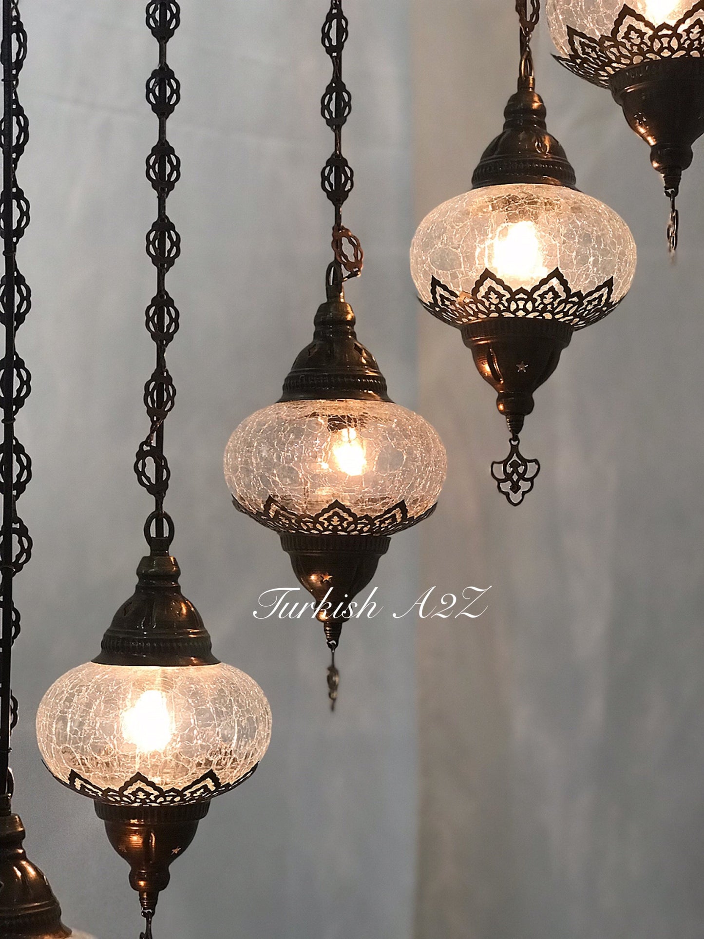 Ottoman Chandelier with 13 Cracked Globes (water drop model) , ID:147