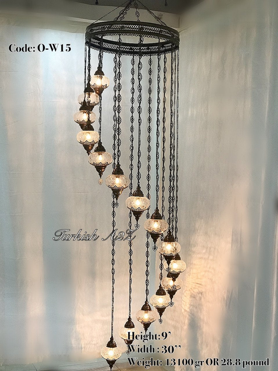 Ottoman Chandelier with 15 Cracked Globes (water drop model) , ID:147