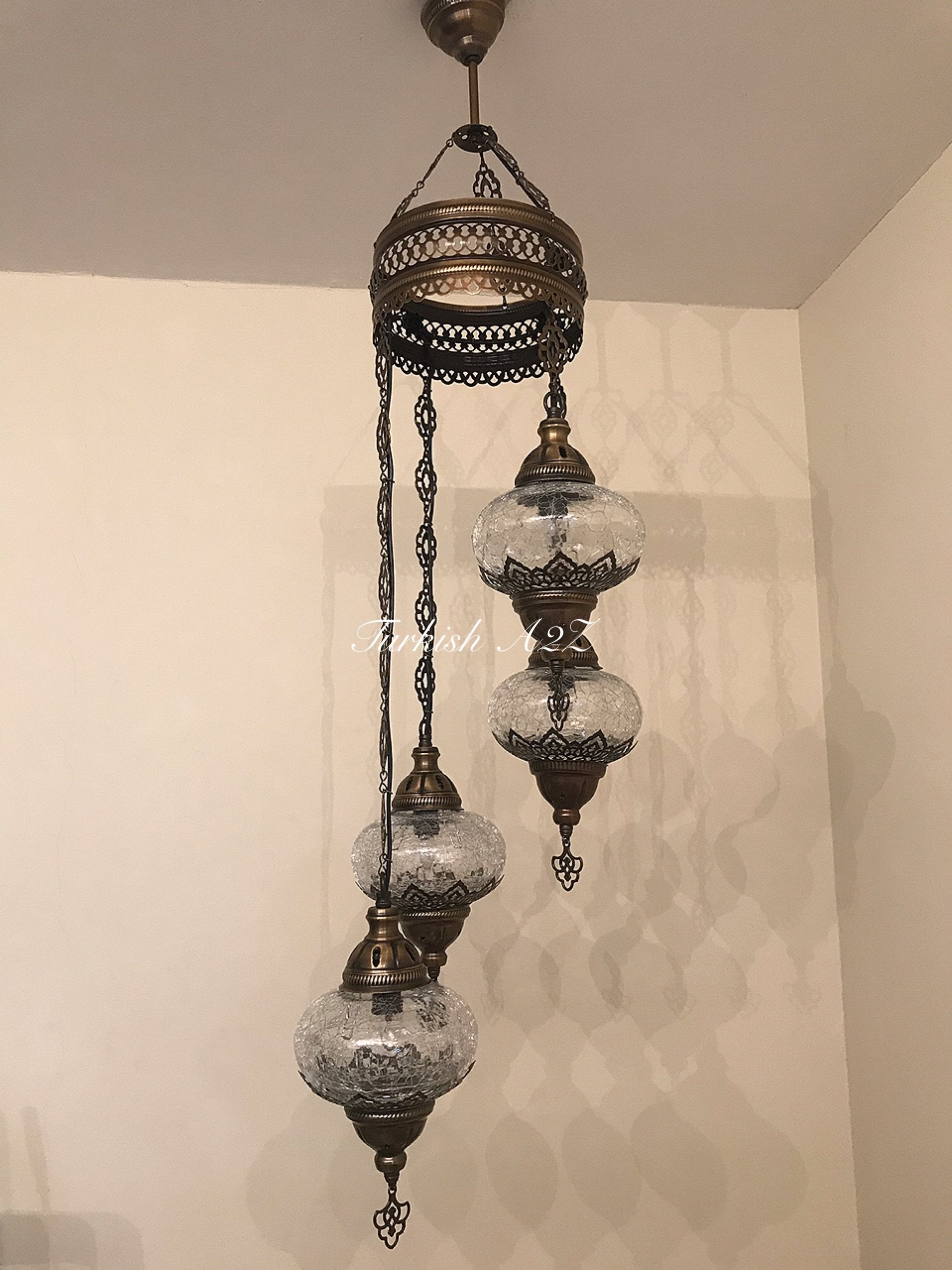 Ottoman Chandelier with 4 Cracked Globes (water drop model) , ID:147