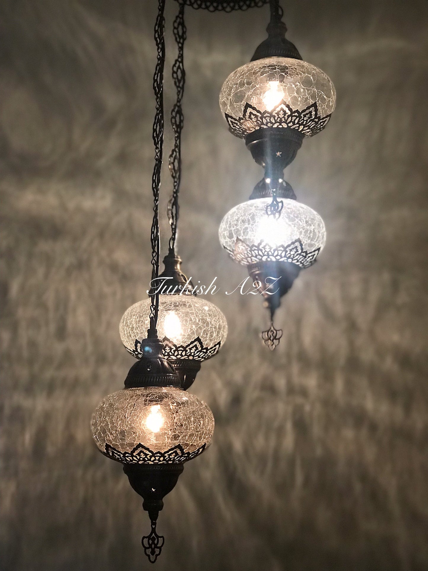 Ottoman Chandelier with 4 Cracked Globes (water drop model) , ID:147