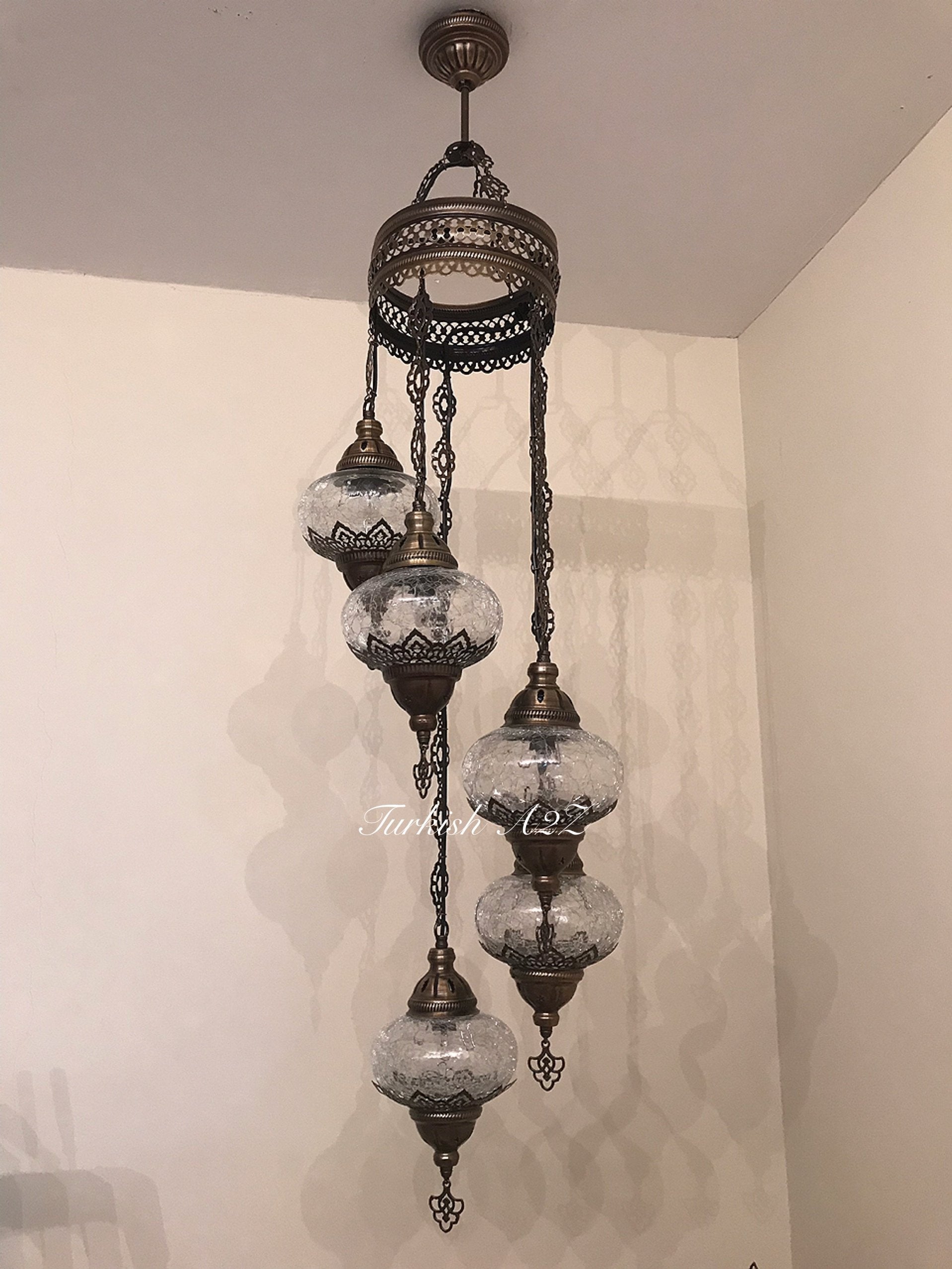 Ottoman Chandelier with 5 Cracked Globes (water drop model) , ID:147
