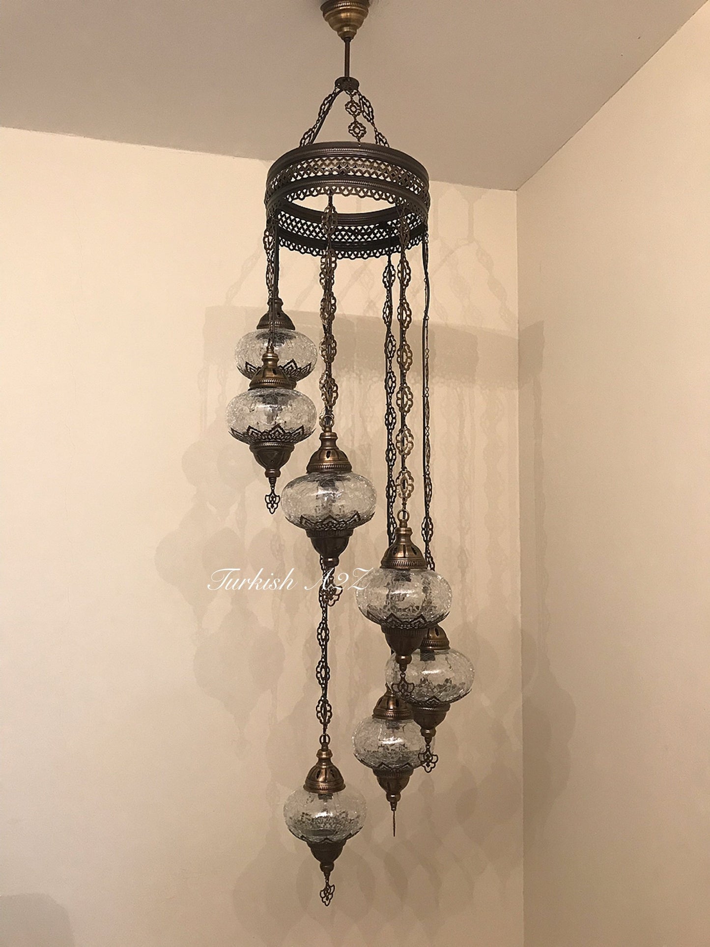 Ottoman Chandelier with 7 Cracked Globes (water drop model) , ID:147
