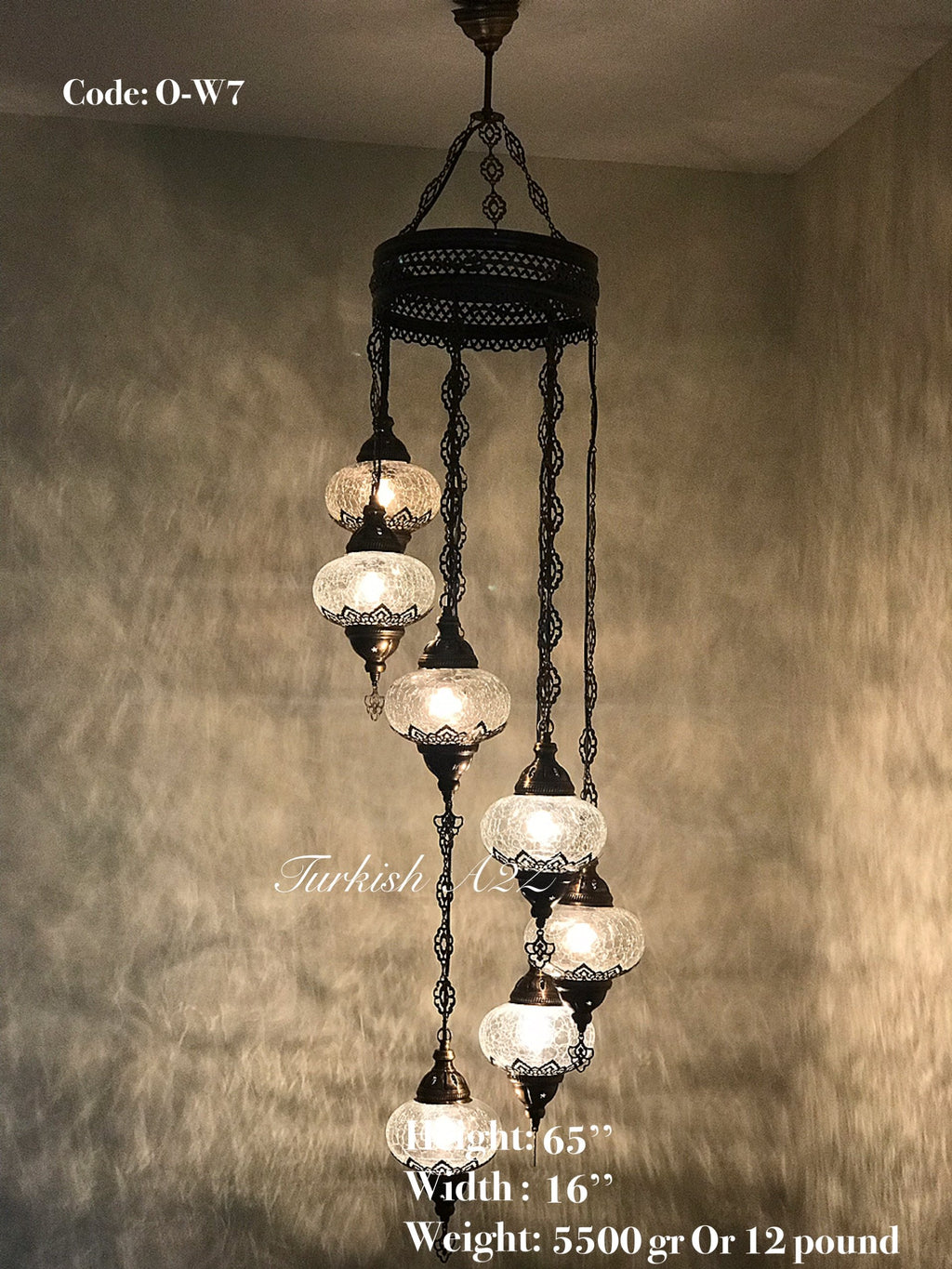 Ottoman Chandelier with 7 Cracked Globes (water drop model) , ID:147