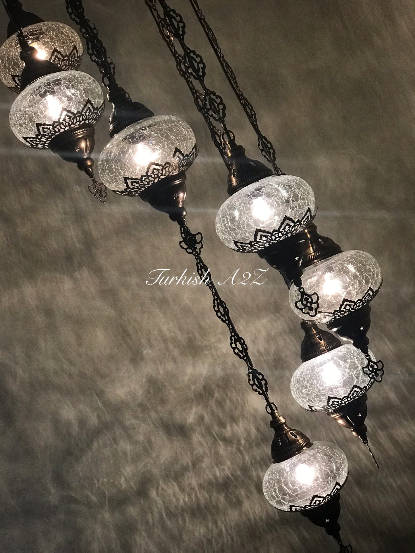 Ottoman Chandelier with 7 Cracked Globes (water drop model) , ID:147