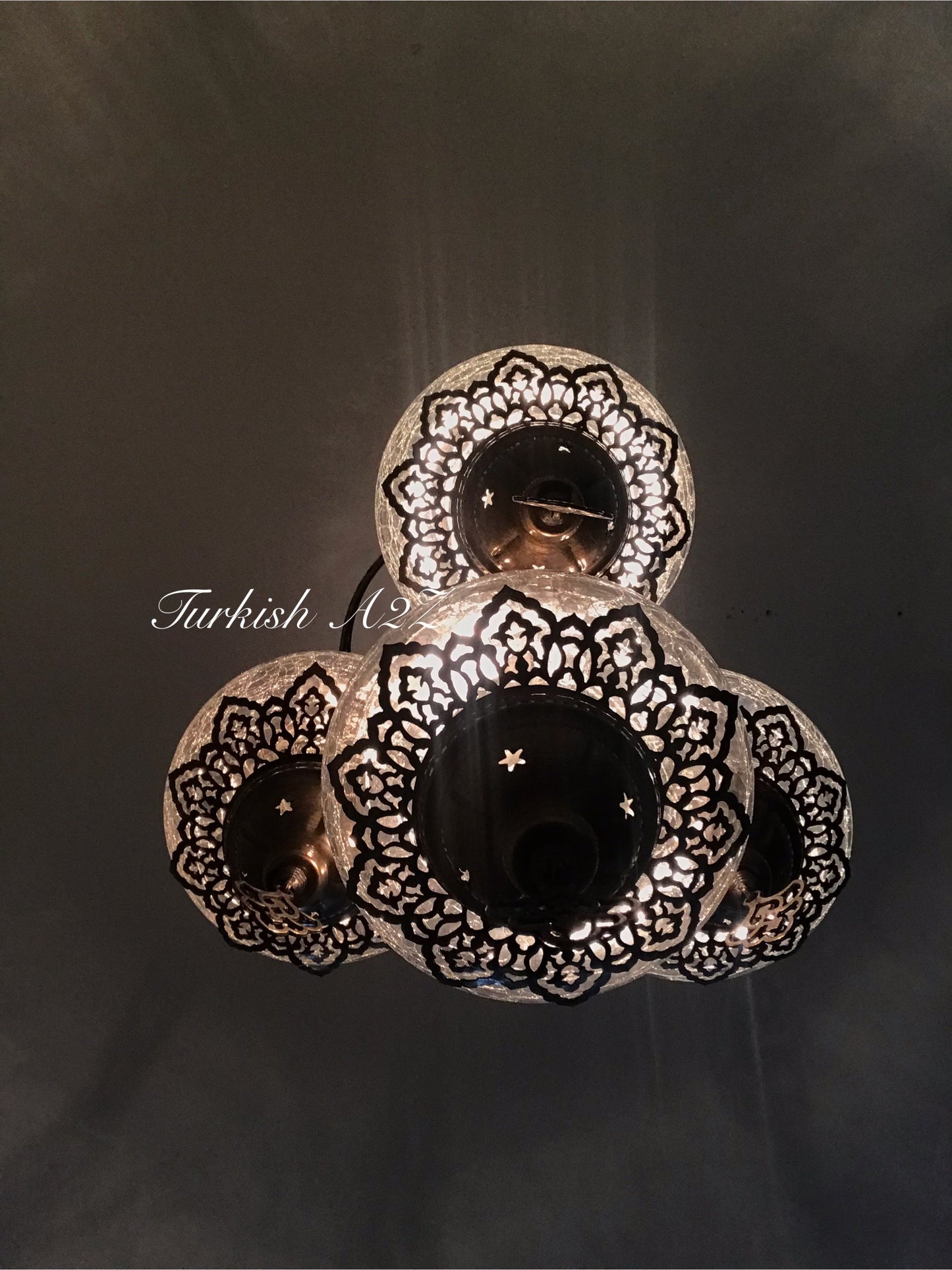 Chandelier with 4 Cracked Globes (Sultan model) , ID:148 - TurkishLights.NET